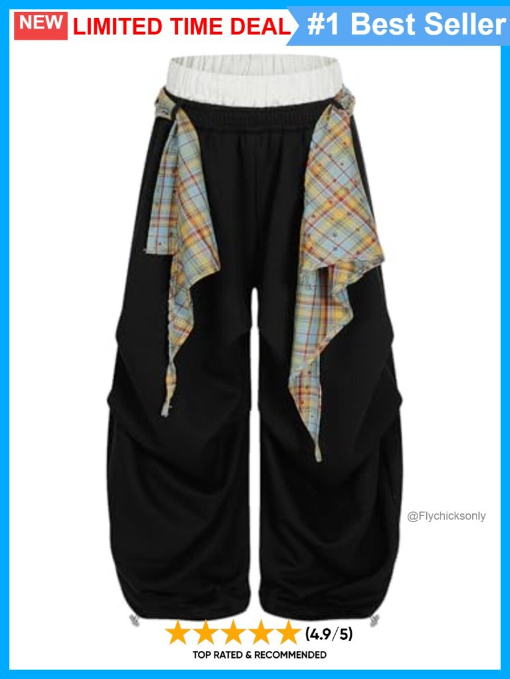 Aelfric Eden Baggy Barrel Sweatpants Double Waist Plaid Wide Leg Y2K